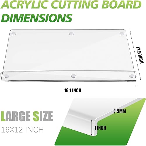 Miniatura 6 de Tabla de cortar de acrílico con borde de encimera, tablas de cortar transparentes más gruesas mejoradas 2025, tabla de cortar grande antideslizante