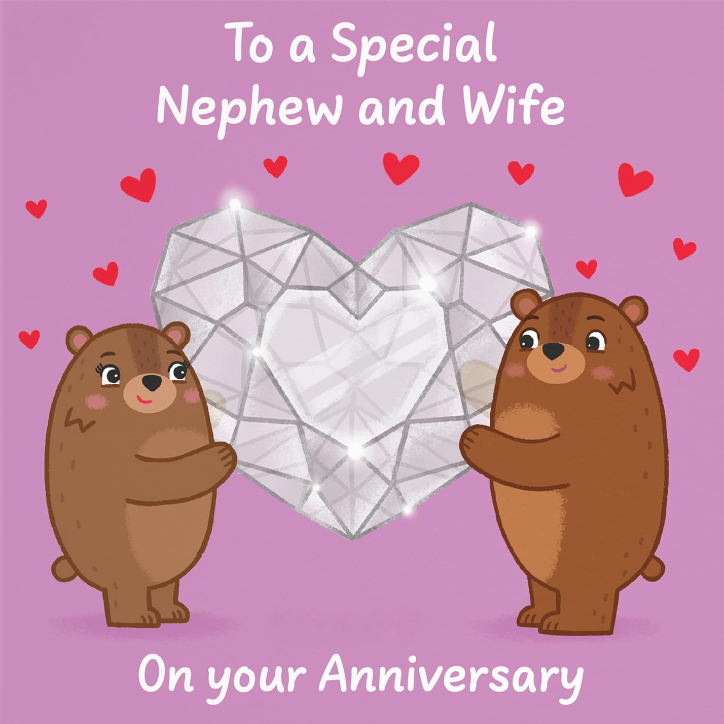 Hunts England - Cute Sparkling Love Nephew And Wife Anniversary Card - Fun Bears Anniversary Card - Love Story Collection - Image 2