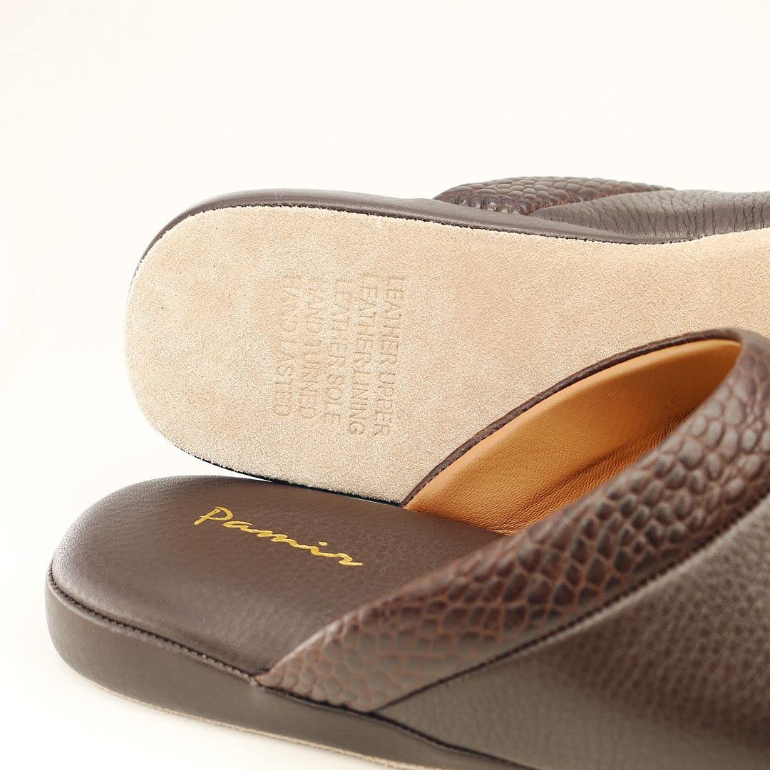 PAMIR Pantofole da uomo in pelle testurizzata con memory foam