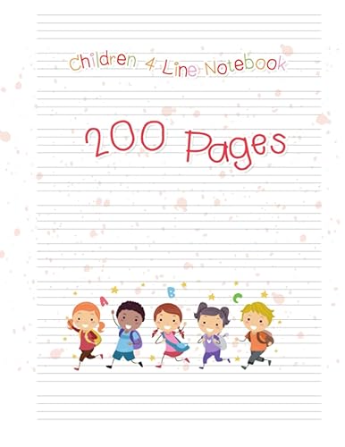 Children 4 Line Notebook English Notebook With 4 Lines Four Line Notebook For Kids Handwriting 200 Pages