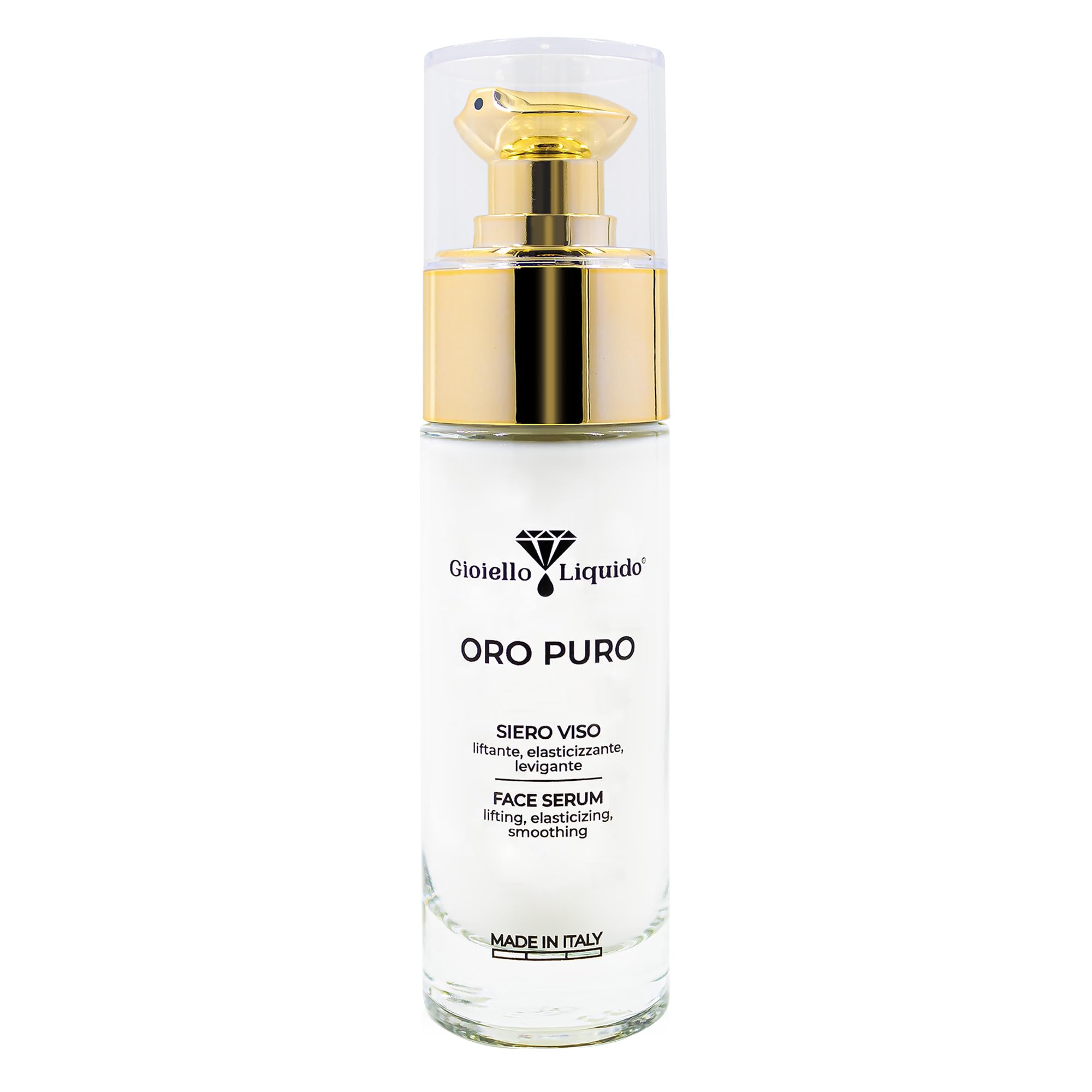Serum do twarzy z ultra-mocnym kwasem hialuronowym I koloidalne złoto 20 Ppm Pure 100% Organic I Przeciwzmarszczkowy, przeciw plamom i przeciwstarzeniowy 30 ML Made In Italy