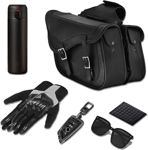 Miniatura 3 de GARGOYLE BELLS Alforjas de motocicleta de cuero sintético, bolsa de equipaje para motocicleta impermeable, bolsas de sillín para motocicletas