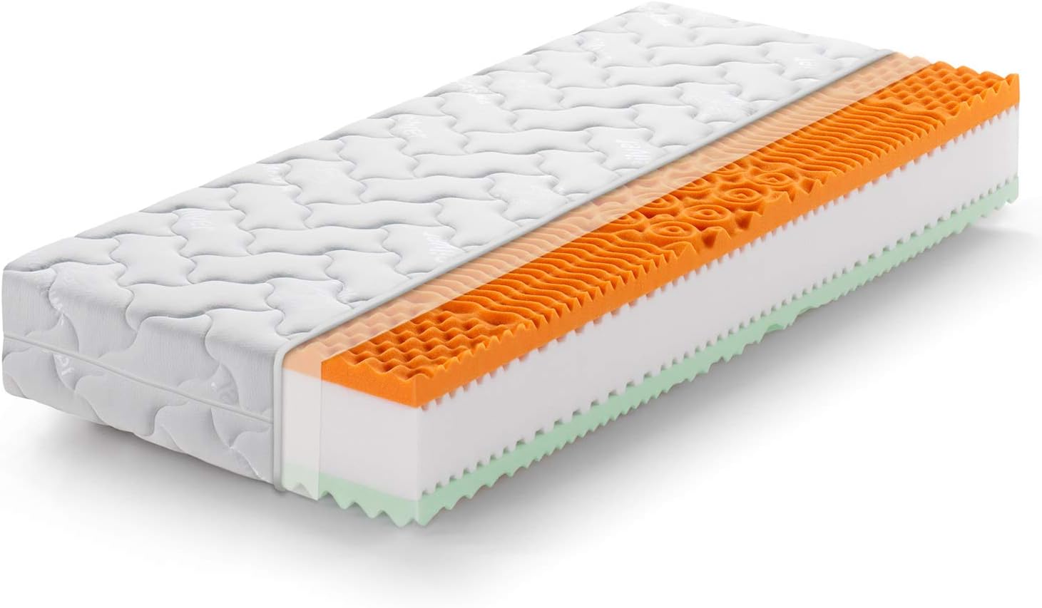 Marcapiuma Euro Single Bio Soy Memory Mattress 3 ft (3ft x 6ft6) 90x200 cm depth 21 cm RAINBOW PLUS Firm H3 Non-allergenic Dust mite resistant Breathable with Silver Removable Cover Made in Italy