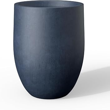 Kante Tall Concrete Planter, 21.7-Inch Height Antique Blue Large Indoor Outdoor Plant Pot with Drainage Hole for Patio Garden Home, Modern Decor for Flowers and Tree