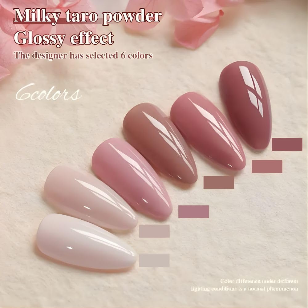 THR3E STROKES Gel Nail Polish Set- 6 Colors Nude Polish All Seasons Skin Tones Pink Neutral Brown Polish Kit (Uv/Led Lamp Required) Shades Need At Least 3 Layers, Shine Finish, 7.5 Milliliters (CHERRY BLOSSAM, 7.5ML) 2
