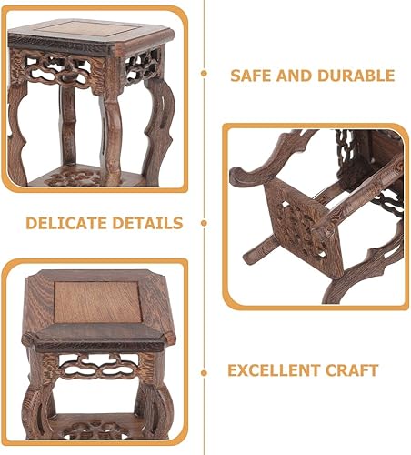 Miniatura 7 de Zerodeko Jarrones de flores, soporte decorativo para plantas, pedestales de madera, taburete, maceta, estante elevador para plantas suculentas,