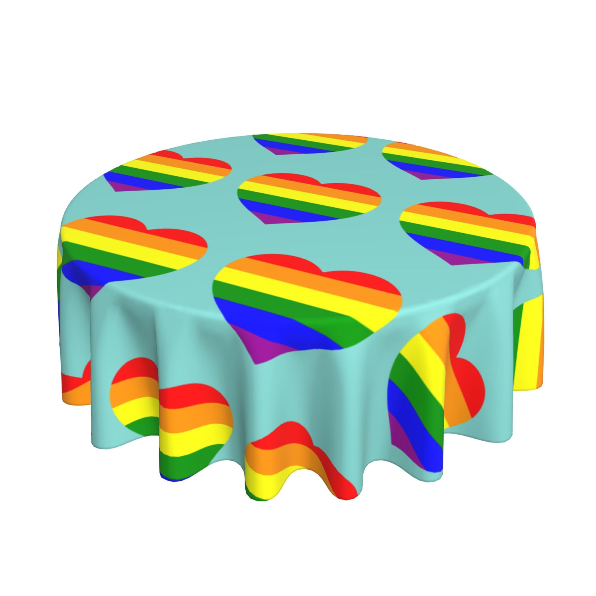 HLBSDM LGBT Gay Pride Flag 60" Restaurant Circle Decor Tablecloth Festive Table Cover Round Art Desk Cloth