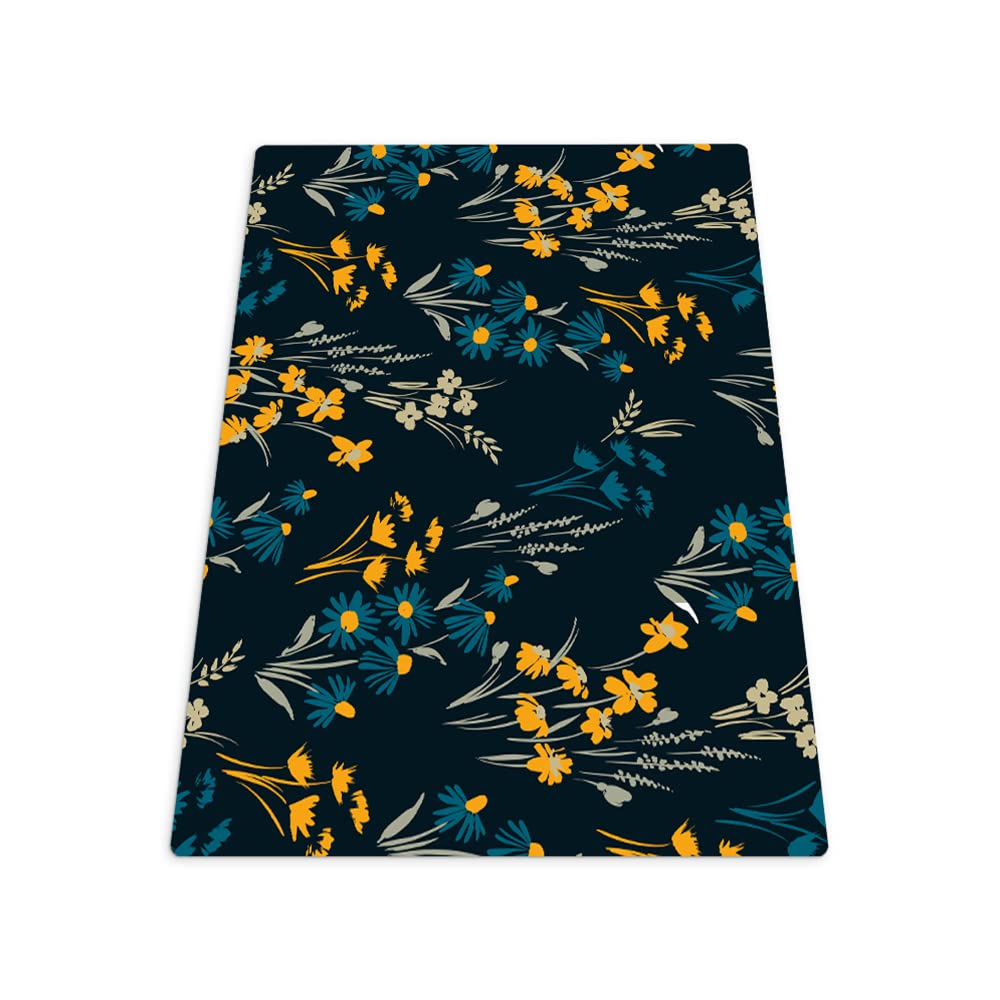 Tapis sous la chaise gaming vinyle 120x90 protection sol parquet motif floral
