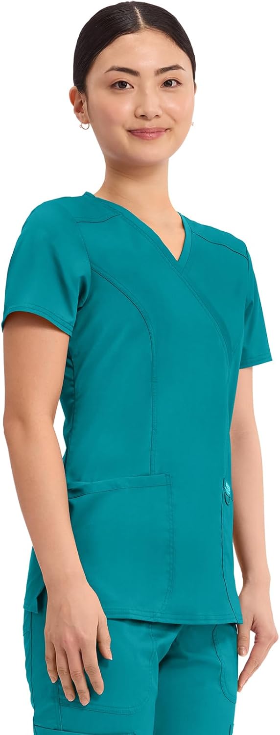 Cherokee Scrubs Top for Women Mock Wrap with 3 Pockets, Soft, 2-Way Stretch & Durable Fabric - WW610 - Image 4