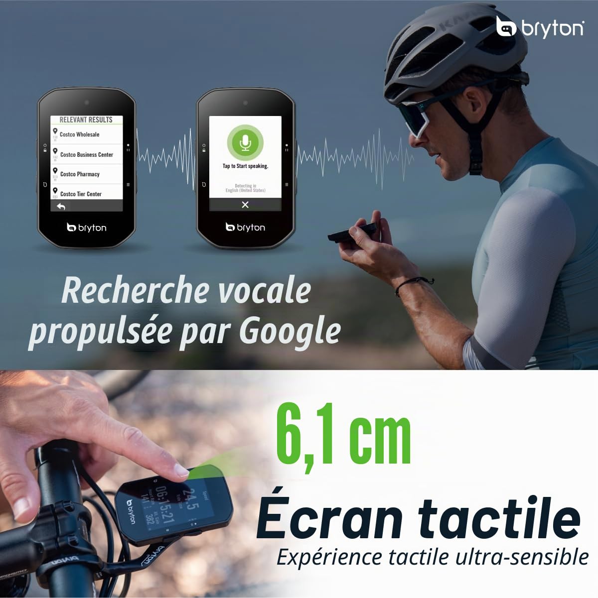 Bryton Rider S500E avec Support Frontal en Aluminium Noir Taille Unique