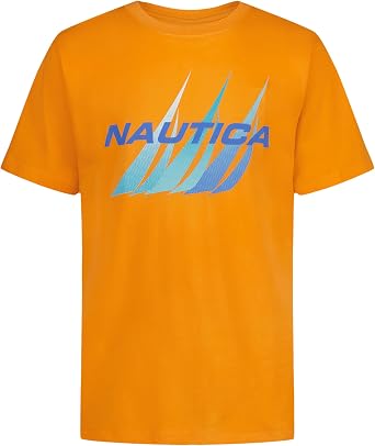 Nautica Boys Short Sleeve J-Class Logo Crew Neck T-Shirt, Soft, Comfortable, Relaxed Fit