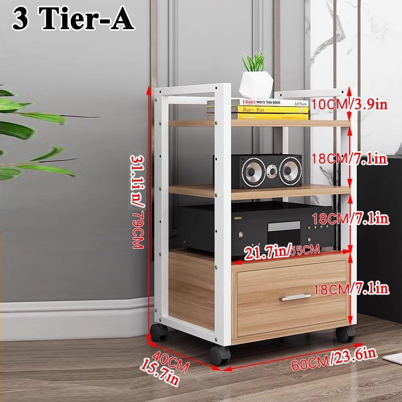 Meuble AV pour équipement audio avec support d'angle et roulettes