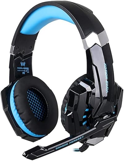 Kotion Each: Over The Ear Wired Headsets With Mic & Led – G9000 Edition For Pc/ Ipad/ Iphone/ Tablets/ Mobile Phones (Black/Blue)