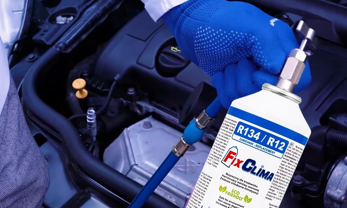 Set di ricarica per aria condizionata R134A + adattatore adatto per condizionatore d'aria per auto - Set di riempimento refrigerante ecologico per veicoli 1994-2016, set completo
