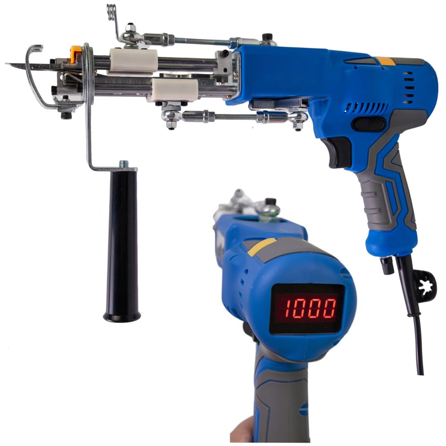 JIMINHUIXIN 2-in-1 Tufting Gun and Shears Set, Digital Display Carpet Weaving Machine, 360° Adjustable Handle, 1000-6000 RPM Variable Speed, LED Illumination for Crafting