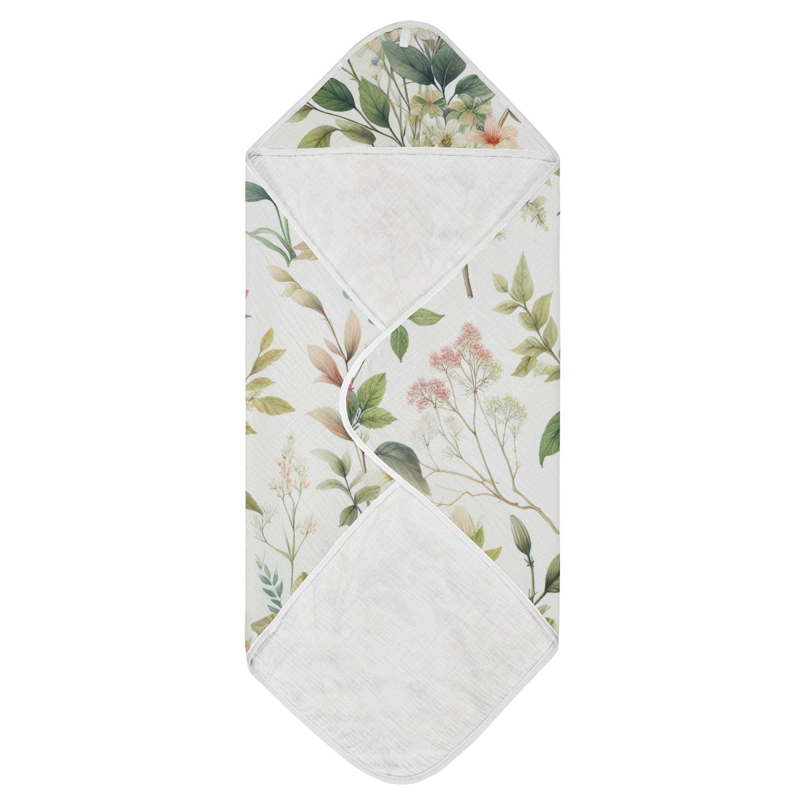 PaChyLuu Watercolor Flowers Spring Botanical Baby Hooded Towel Soft Cotton Baby Towels Ultra Absorbent Bath Towel for Babies Boys Girls, 35x35 Inch