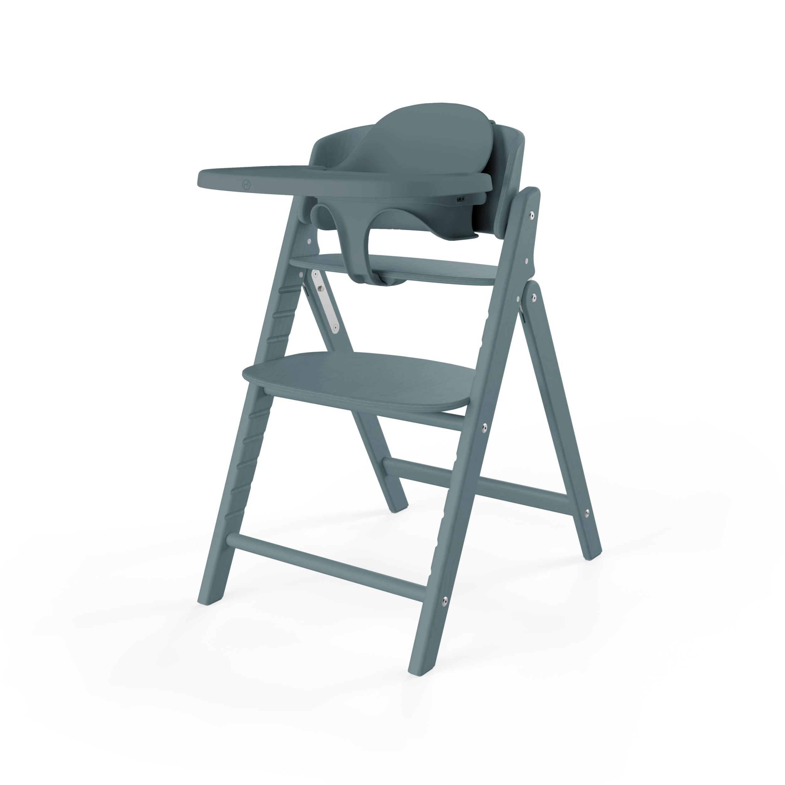 CYBEX Gold krzesełko do karmienia CLICK & FOLD Zestaw 3w1, Rośnie razem z dzieckiem, Może być używany od urodzenia przez osobne Złote Gniazdo Leżaczka, drewno bukowe/plastik, Stone Blue