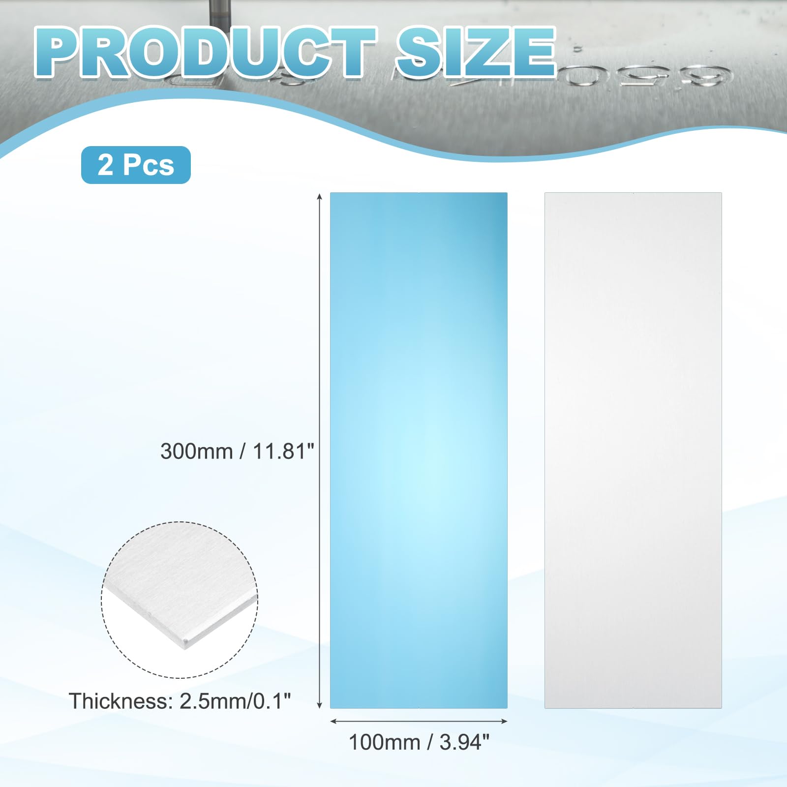 6061 Aluminum Sheet Metal - 2 Pcs, DIY Crafting -2