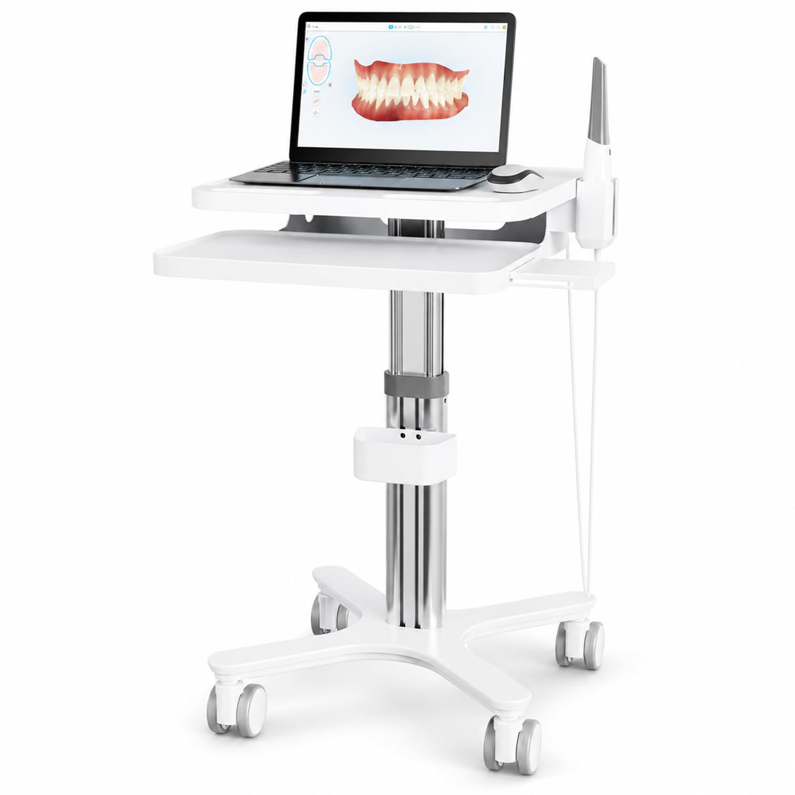 LYJIANGXIN Mobile Dental Workstation with Laptop Tray and Scanner Holder