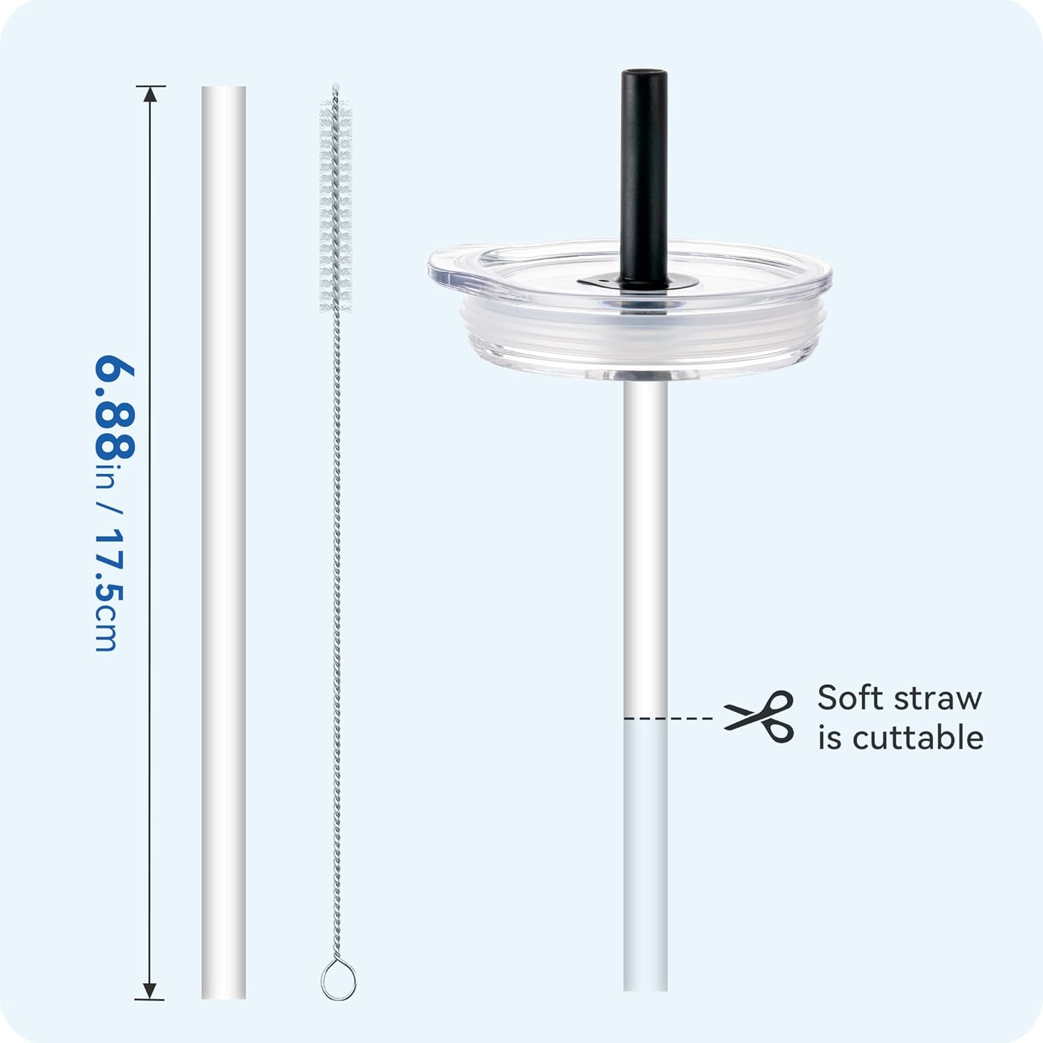 20 oz Straw Lid - Replacement Leak - Proof Cover for 3.2 - inch Press - Fit Cup Mouths of Brands: TEEZWONDER, LEIOH, VIWIS, SUNWILL, NewEleven, MJZAKEFR, AXIARA, Niduilef, SANDJEST (Black) - Image 6