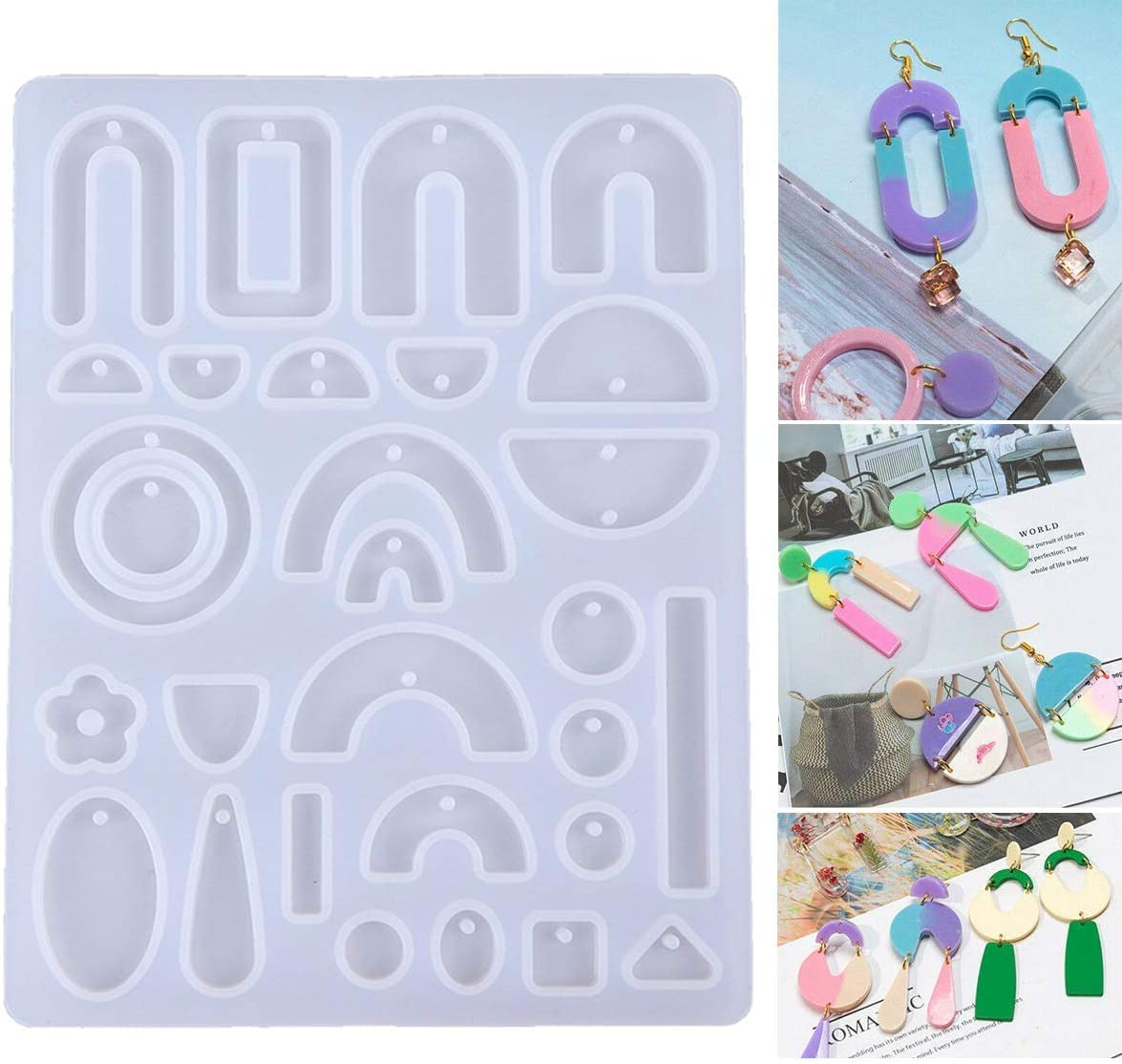 SNOOGG® 27-Cavity Fashion Pendant, Earring, & Jewelry Making Mold for Epoxy Resin Casting, and DIY Gem Cabochons