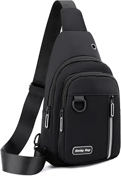 Seoky Rop Sling Bag for Women Men One Shoulder Crossbody Bag Backpack Fanny Pack Cross Body Bags for Travel Day Trip Black