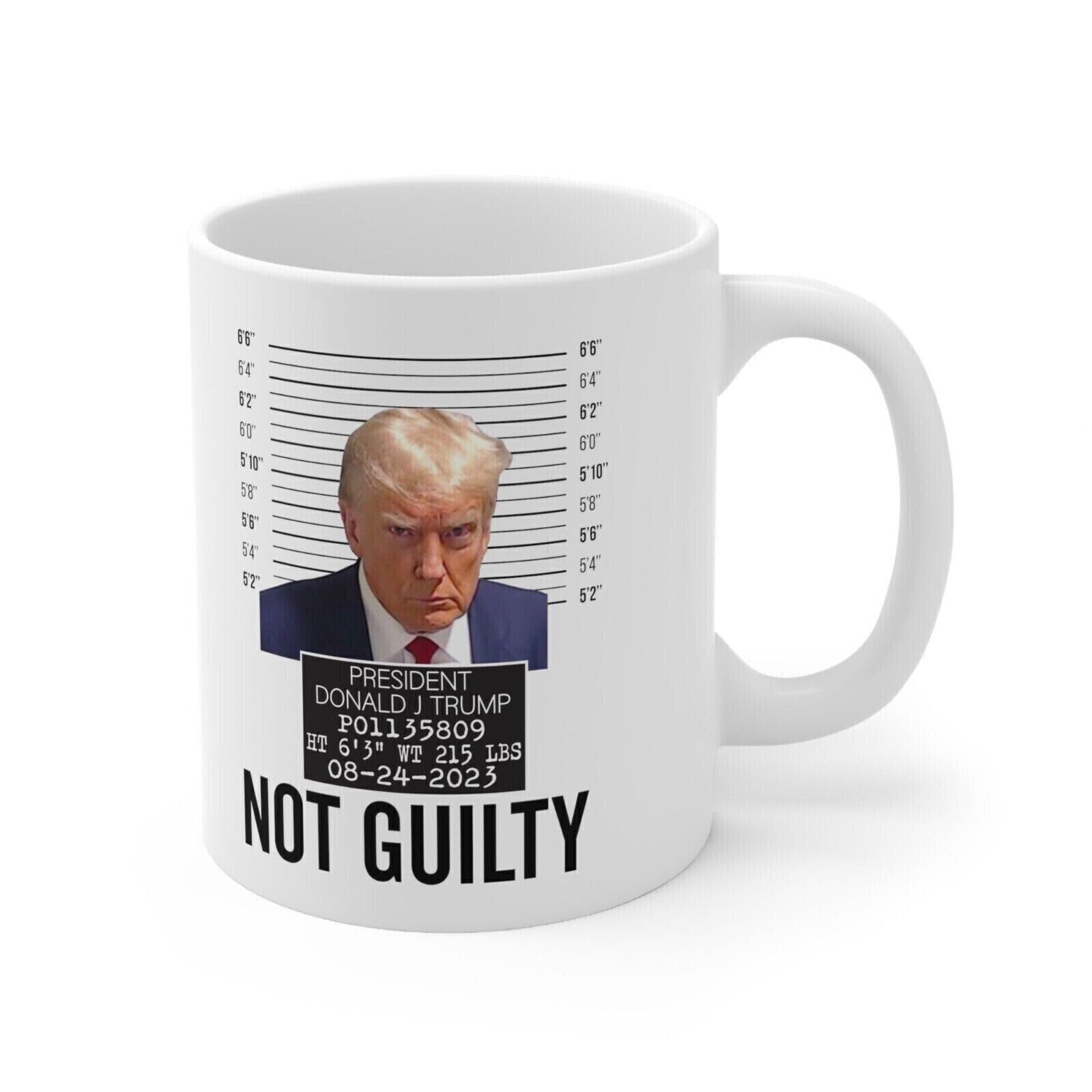 FUNKY CLUB Trump Mug Shot Not Guilty Coffee Tea Mug 11oz Gift for Family & Friends Printed Coffee and Tea Ceramic Mug- 320 ML Ceramic Coffee Mug 3141