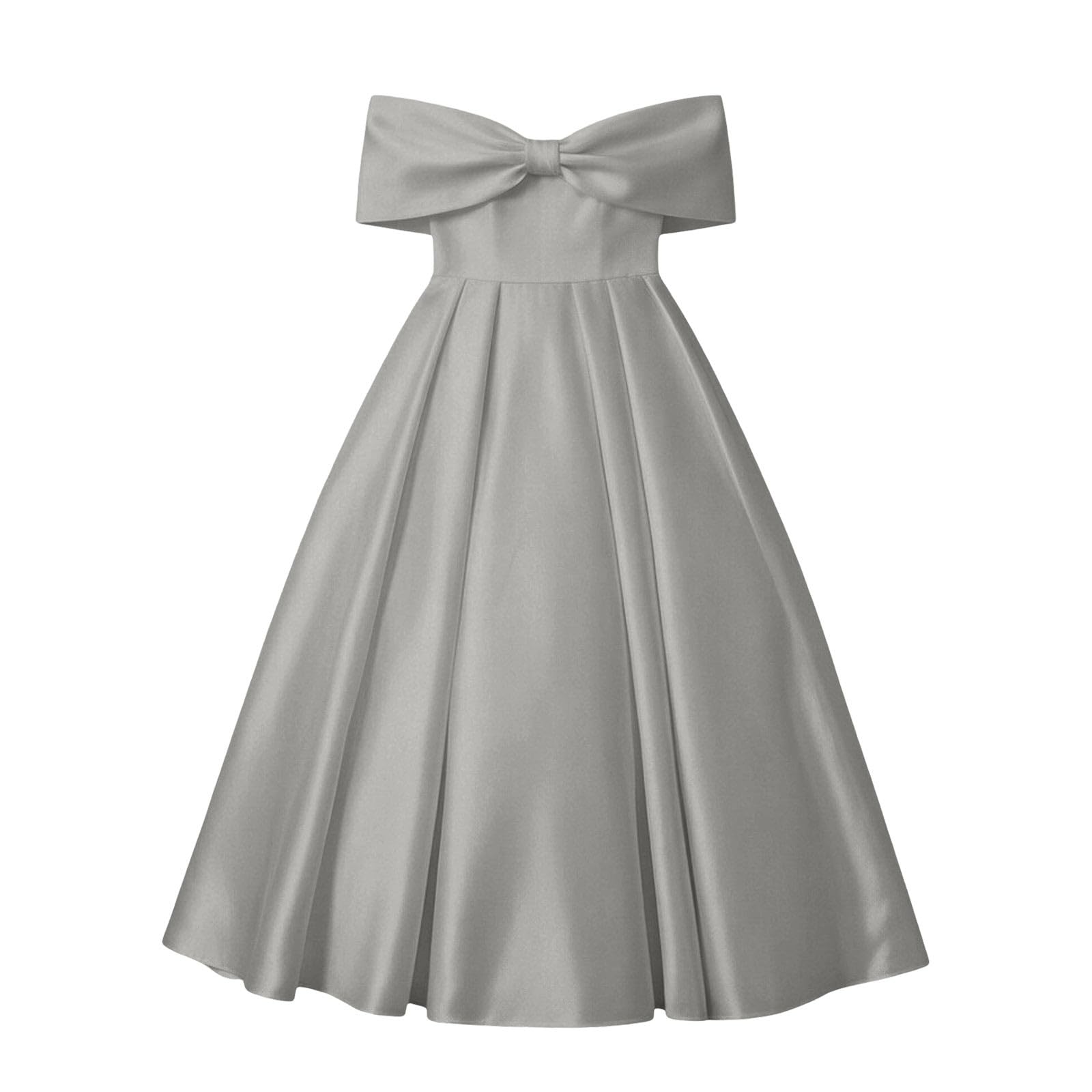 Vestido NiñA Elegantes, Vestido NiñA Ceremonia Lunares, Vestidos De Fiesta Largo hasta El Suelo Color Liso con Hombros Descubiertos Y Un Gran Lazo Mayores Dresses Summer Dress Dress Vestidos Verano