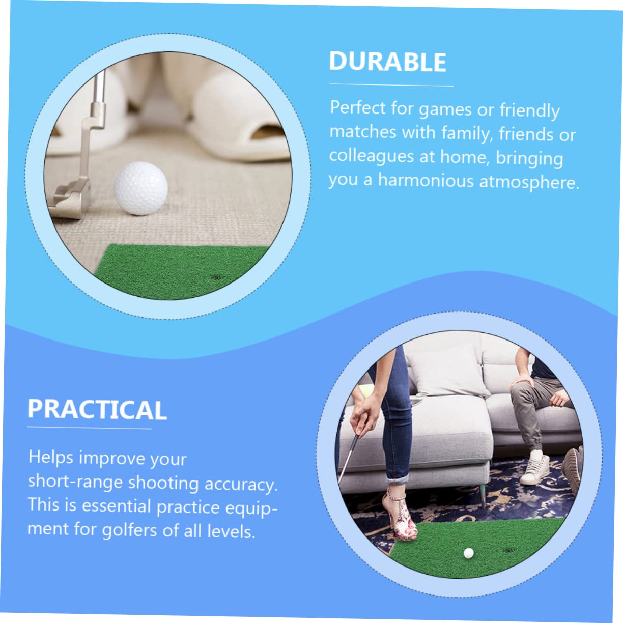 Toddmomy Outdoor Golfing Practice Mats 2pcs Realistic Artificial Turf Rug for Hitting and Chipping