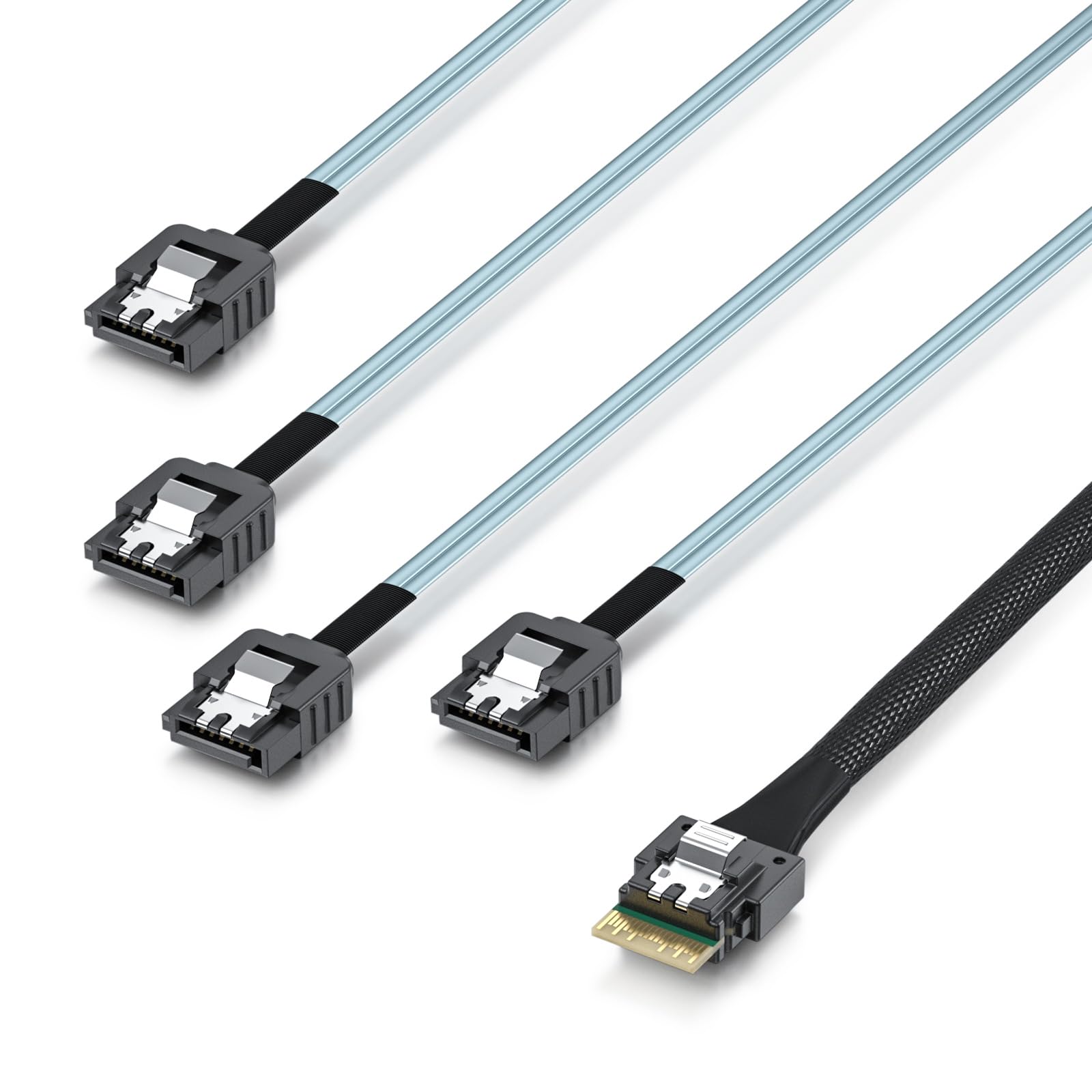 10Gtek SlimSAS 4i to 4xSATA, SFF-8654 Host/RAID to SATA Target HD, Suitable for Servers, Hard Drives, Computers, and Hosts, 1m(3.3ft)