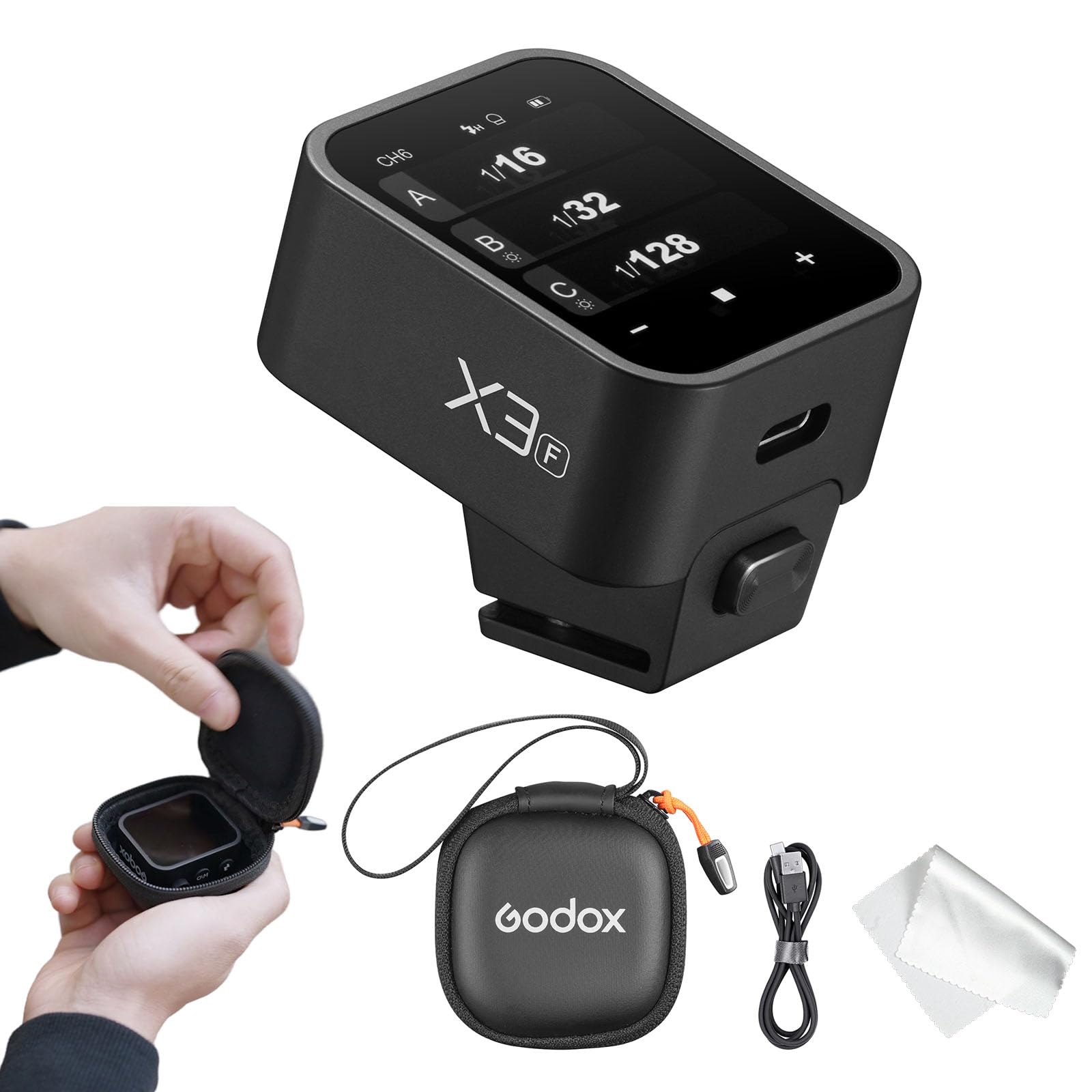 Godox X3 F X3-F X3F TTL Wireless Flash Trigger for Fuji Cameras, OLED Touchscreen Flash Transmitter,Built-in Lithium Battery+Quick Charge(Xpro-F/XProII-F Upgrade Version)