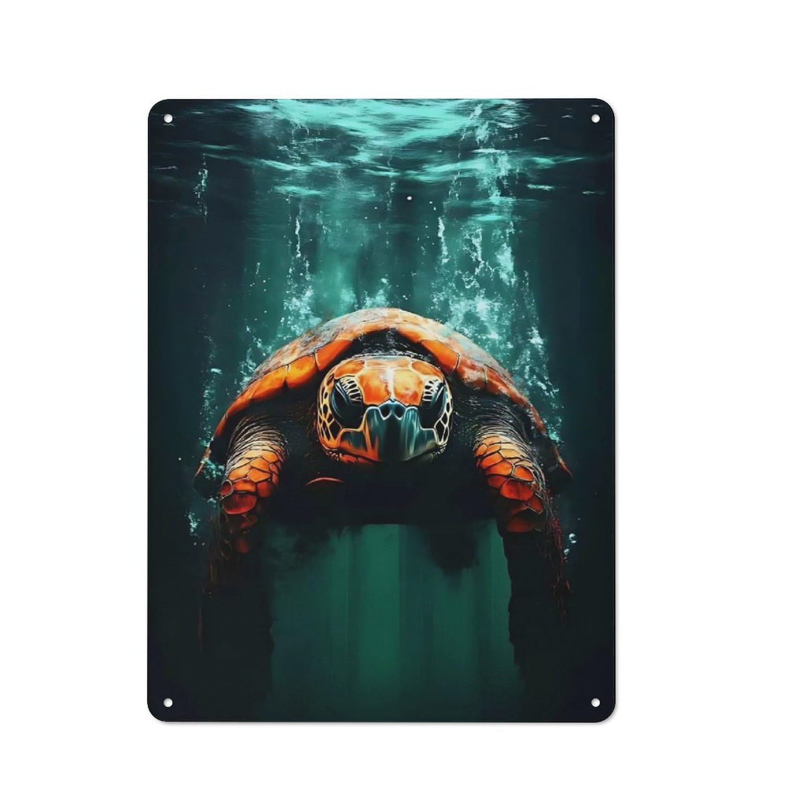 Junmoney Sea Turtle Underwater Vintage Metal Wall Decor 40X30cm, Vintage Tin Sign For Bakery, Diner, Cafe Or Family Room