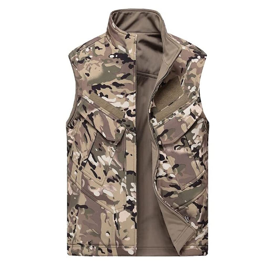 HTKLCZ Waistcoat Camouflage Male Soft Shell Lurker Double Side Camo Sleeveless Army Jacket (Color : A, Size : Xl code)