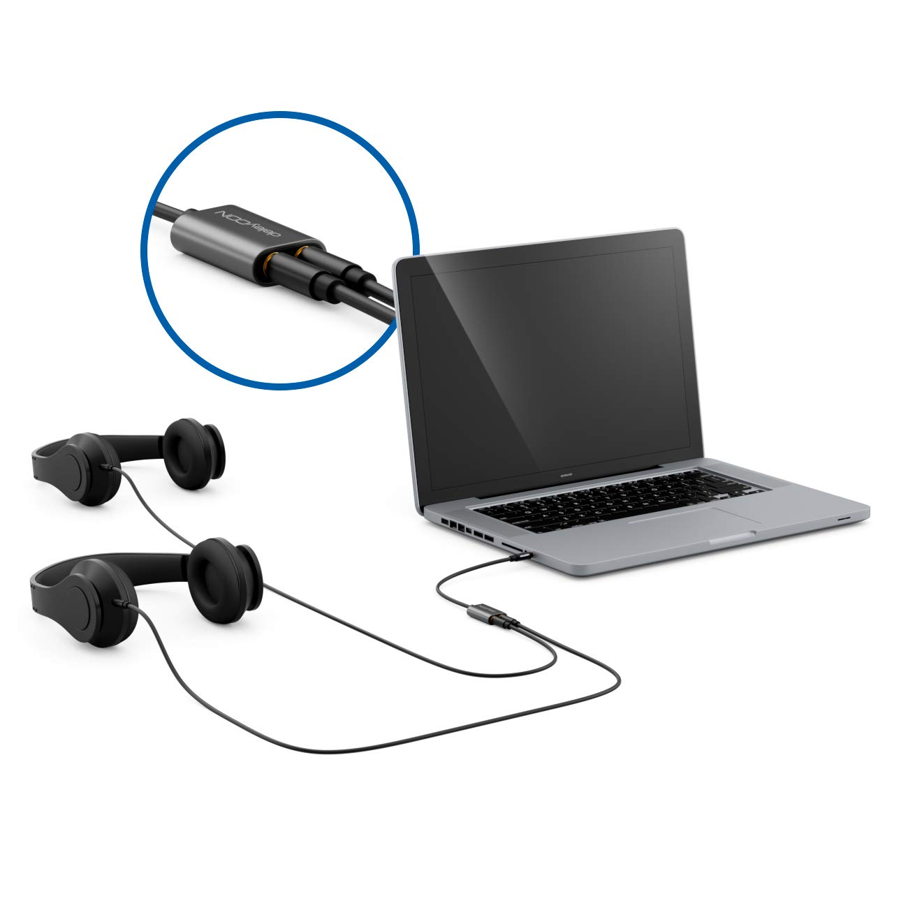 deleyCON 1x 3,5mm jack splitter audio stereo AUX adapter kabel kabel jack kabel audio metalowa wtyczka telefon komórkowy smartfon tablet słuchawki odbiornik HiFi