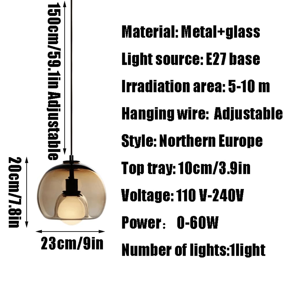 Żyrandol sufitowy do montażu podtynkowego, szklana lampa wisząca w stylu amerykańskim, spersonalizowany klosz lampy wiszącej, jednostronna lampa wisząca z podstawą E27, restauracja z balkonem