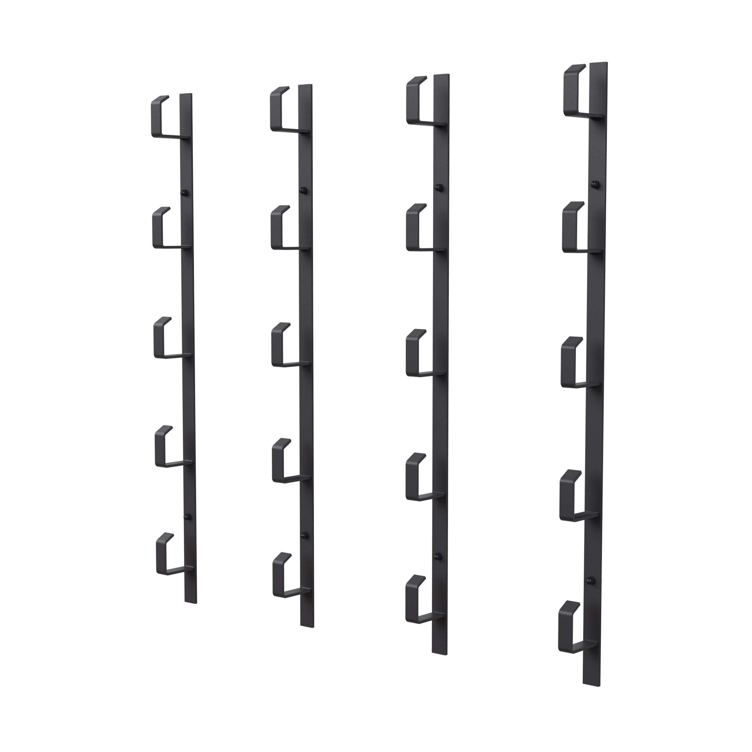 QLS Supporto per canne da pesca, da parete, da soffitto, fino a 5 canne da pesca, in acciaio verniciato a polvere, colore nero