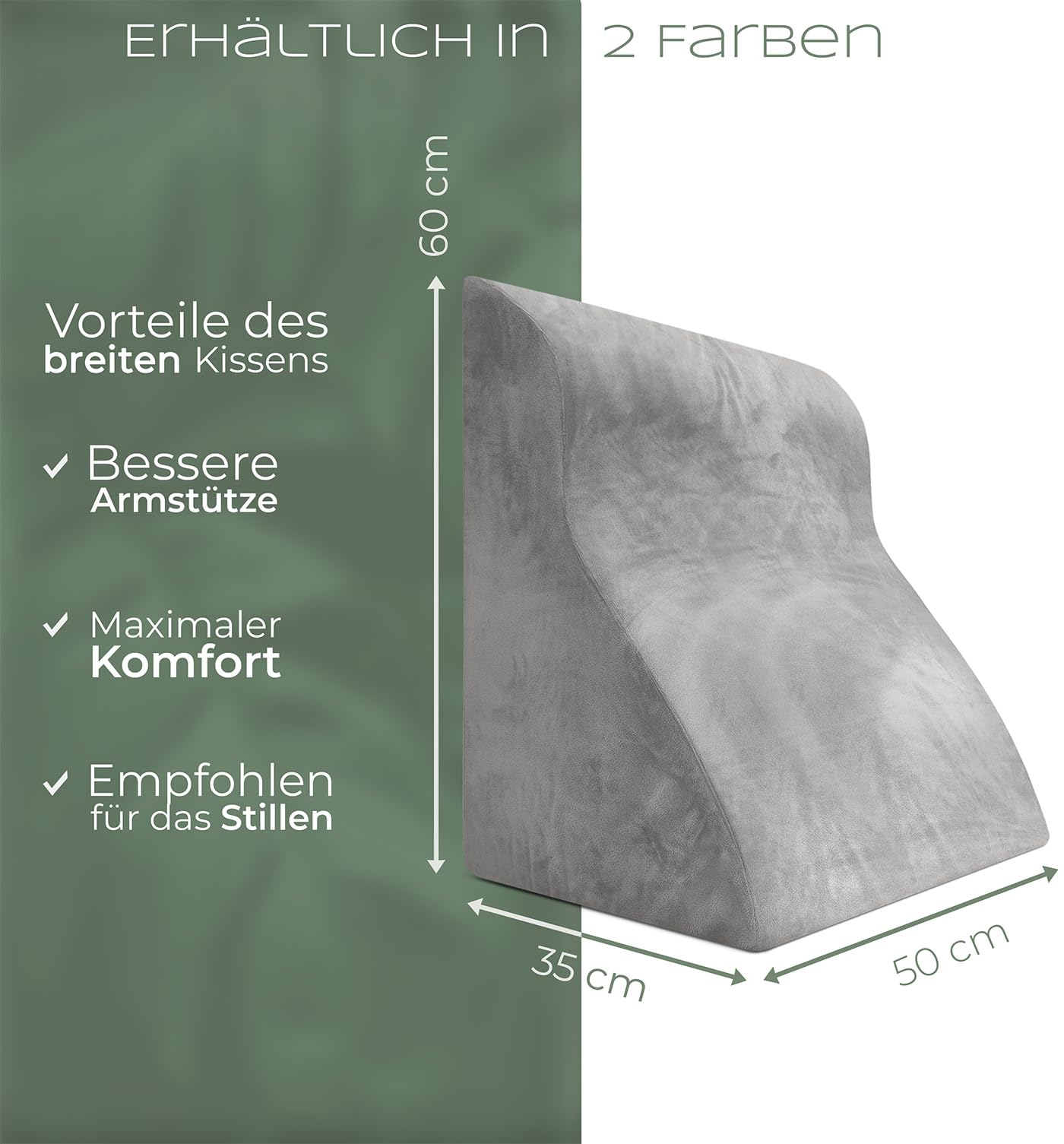 Lesekissen für Bett und Sofa, Bequemes Rückenkissen mit Memory Foam, Reflux Kissen verwendbar als Keilkissen Bett, Bettkissen Rückenlehne oder Kopfende, Gemütlicher Bettkeil als angenehme Rückenstütze