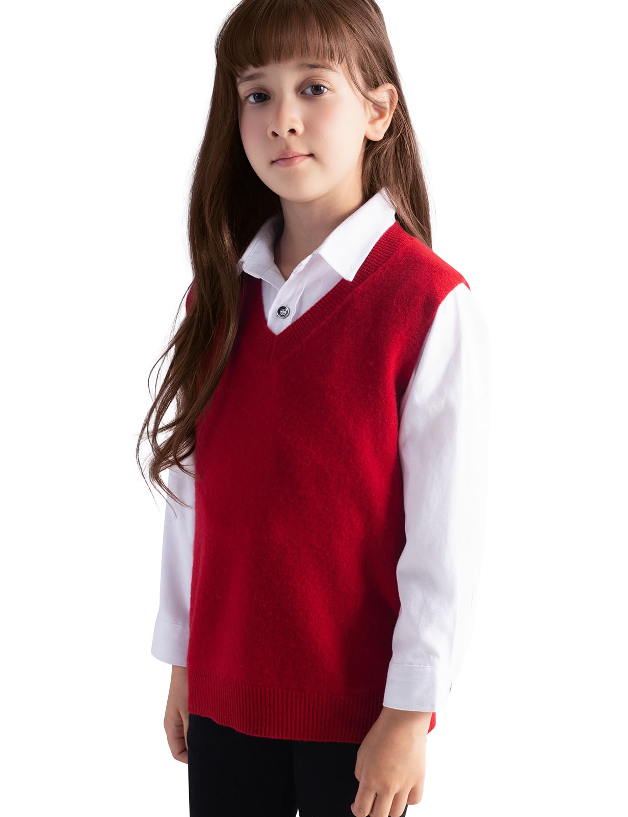 Chanyarn Jungen 100% Merinowolle Pullunder 2025 Herbst Winter Mädchen Lässig V-Ausschnitt ärmellos Strickpullover Weste