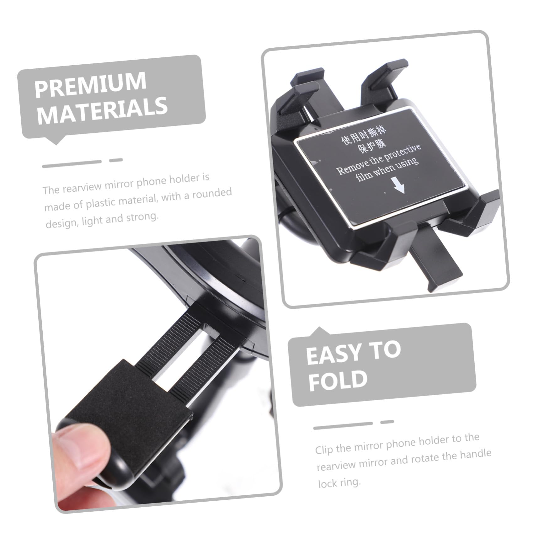 3 Piezas Soporte Móvil para Coche con Clip Giratorio Montaje Estable Espejo Retrovisor Compatible Mayoría de Teléfonos y Vehículos Fácil de Instalar y Usar Mano