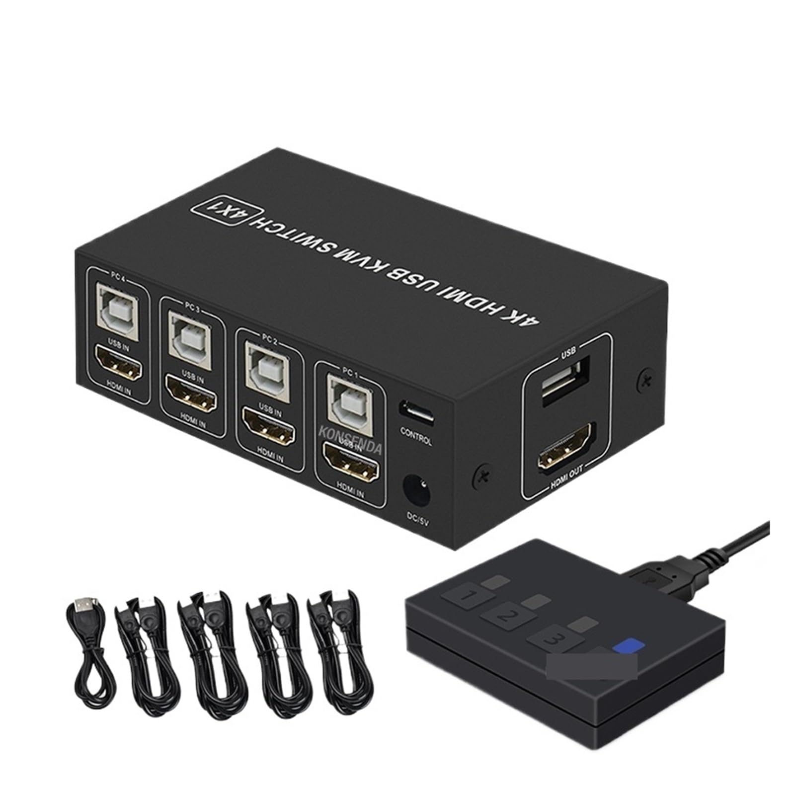 4K HDMI KVM Switch 4 in 1 Out 4K 60Hz HDMI USB KVM Switcher 4x1 for 4 PC Share Monitor Mouse Keyboard with Desktop Controller-image-45