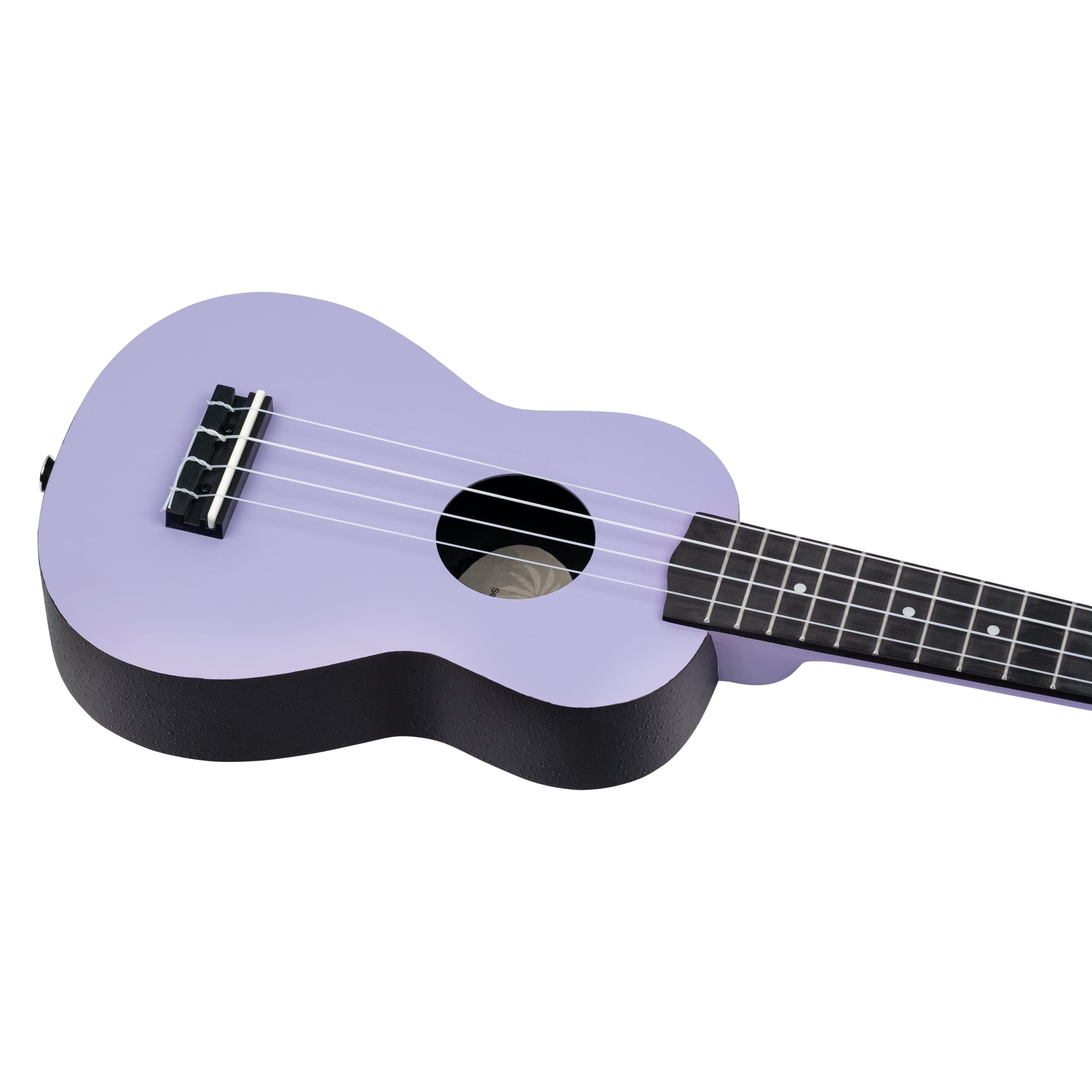 Ortega Guitars Ukelele Soprano púrpura - Keiki K2 - Kit de inicio incluye afinador, correa, 5 púas medianas y bolsa de dibujo - pastel/lavanda (K2-LAF)
