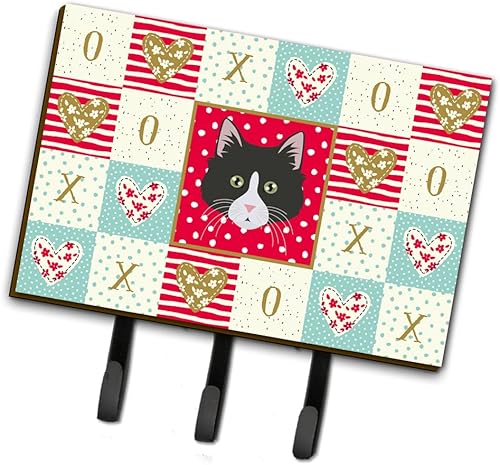 Caroline's Treasures CK5164TH68 Correa o llavero de gato del bosque siberiano, rojo, ganchos de pared, ganchos para llaves, soporte para colgar