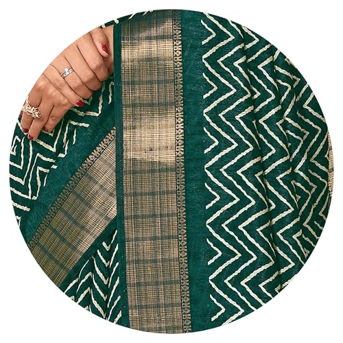 Image of MIRCHI FASHION Women Saree Cotton Silk Batik Block Printed | Breathable Office Wear and Regular Use Sari with Blouse Piece