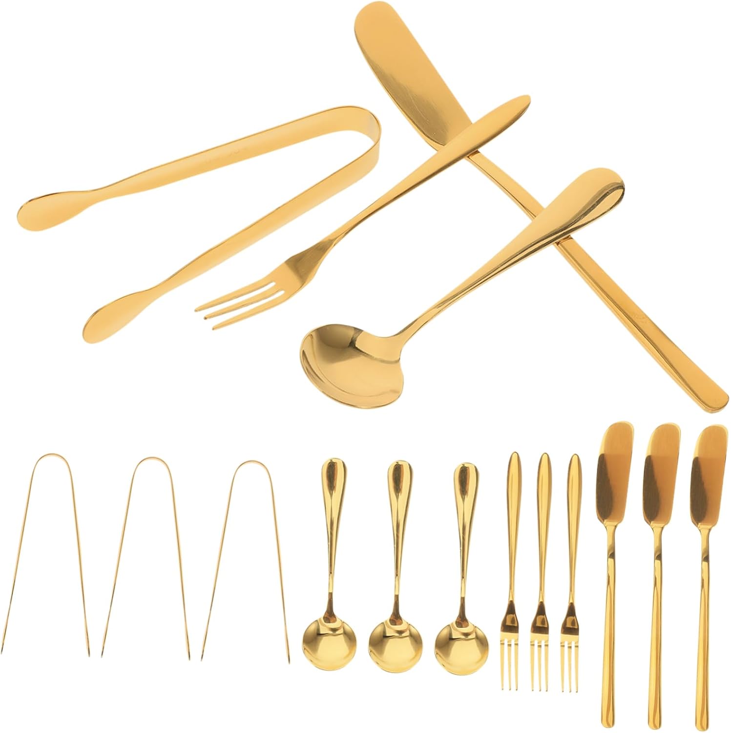 GANAZONO Cheese Knife Set 16pc Cheese Serving Tools Spreader Tongs Forks Spoons Easy to Clean for Parties GANAZONO Cheese Knife Set 16pc Cheese Serving Tools Spreader Tongs Forks Spoons Easy to Clean for Parties