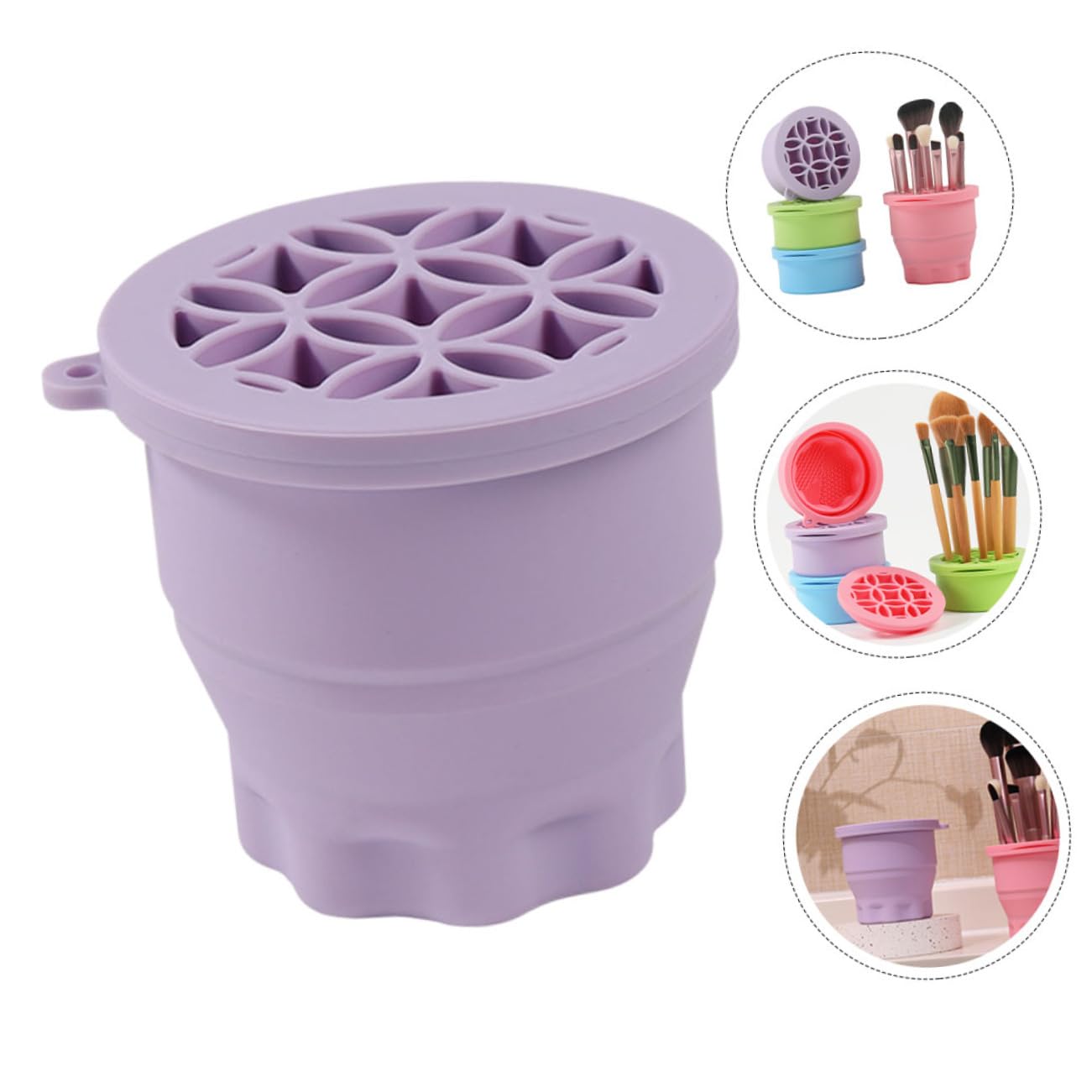 PartyKindom Makeup Brush Cleaning Cup Brush Make up Bowl Makeup Brush Holder Cup Gentle Brushes Covers Brush Tool Makeup Brush Washer Brush Cleaning Mat Purple