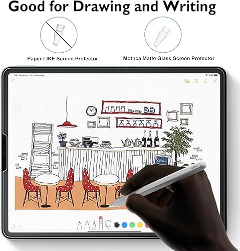 Miniatura 6 de Paquete de 2 protectores de pantalla de vidrio mate Mothca para iPad Pro de 11 pulgadas (2022/2021/2020/2018), iPad Air 5 (2022) y Air 4 (2020) de