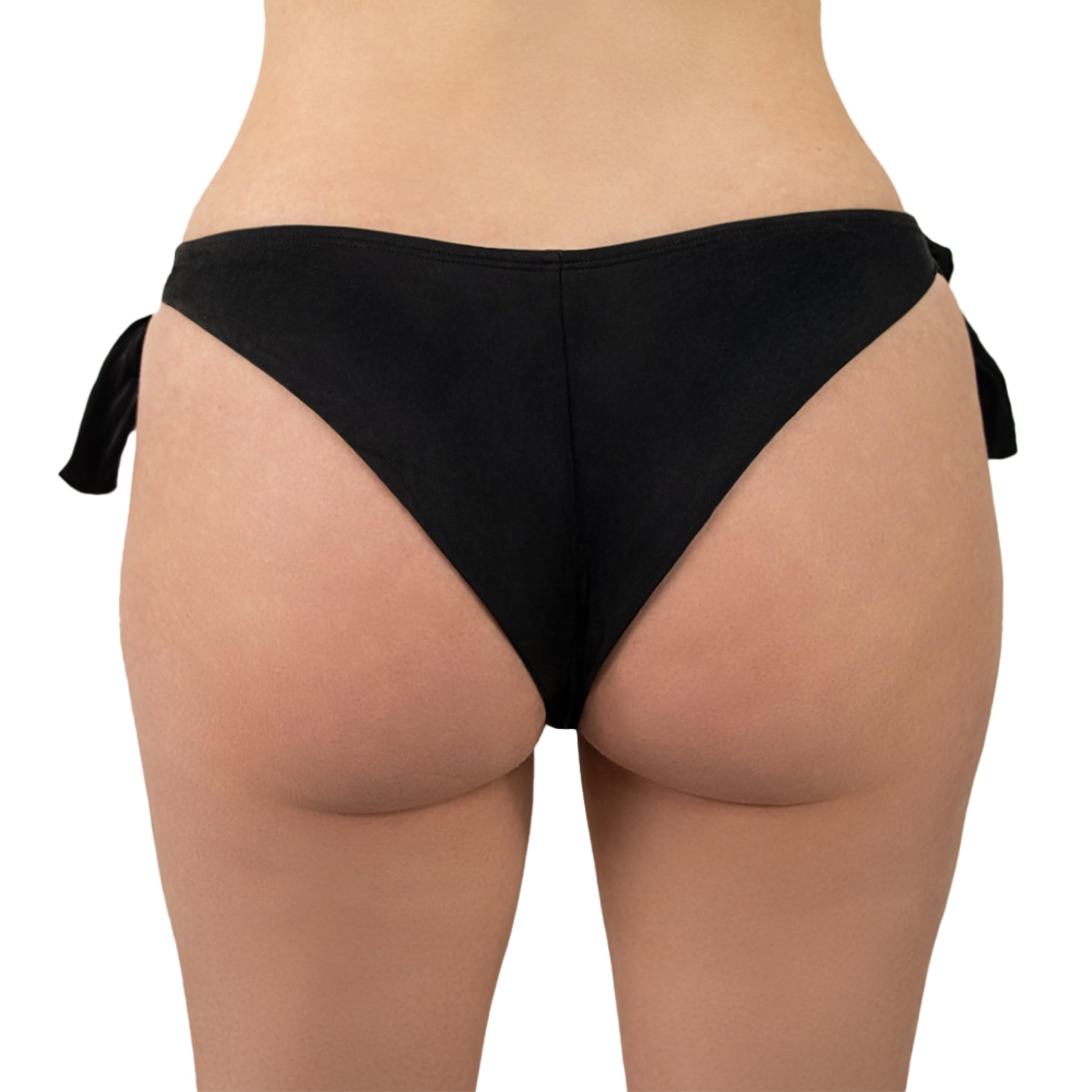 MYLILY Braguita de Bikini Tanga con Lazo Negra | Bikini brasileño Mujer |Tanga Bikini | Bañador Tanga | Parte de Abajo Bikini Mujer | Certificado Oeko-Tex