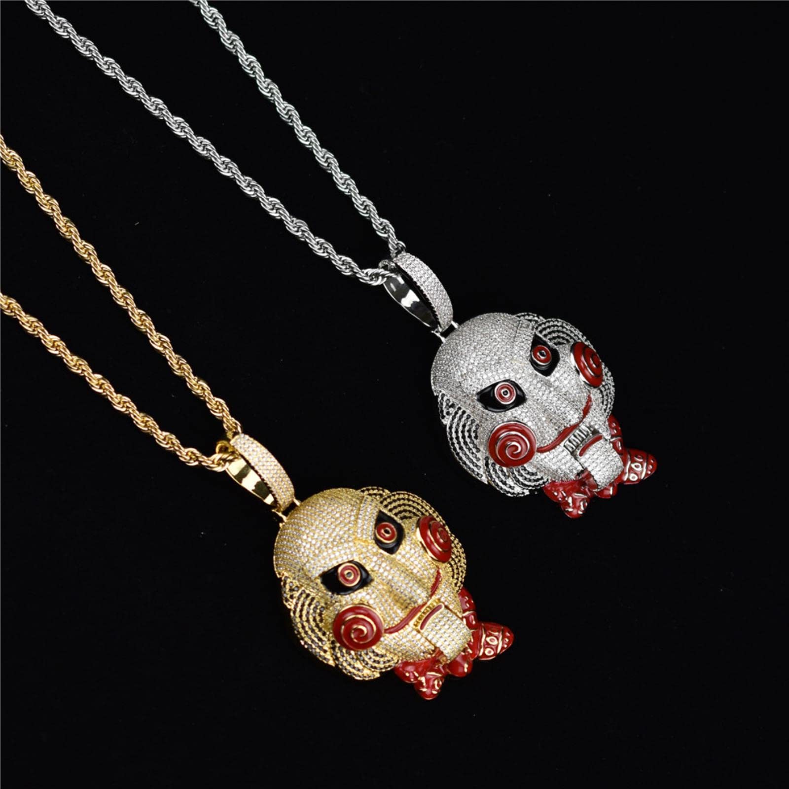 zxcs Hip Hop Chunky Catena Clown Collanes Collane e Pendenti Gioielli Collana-Silver Plated,18 inch Cuban Chain