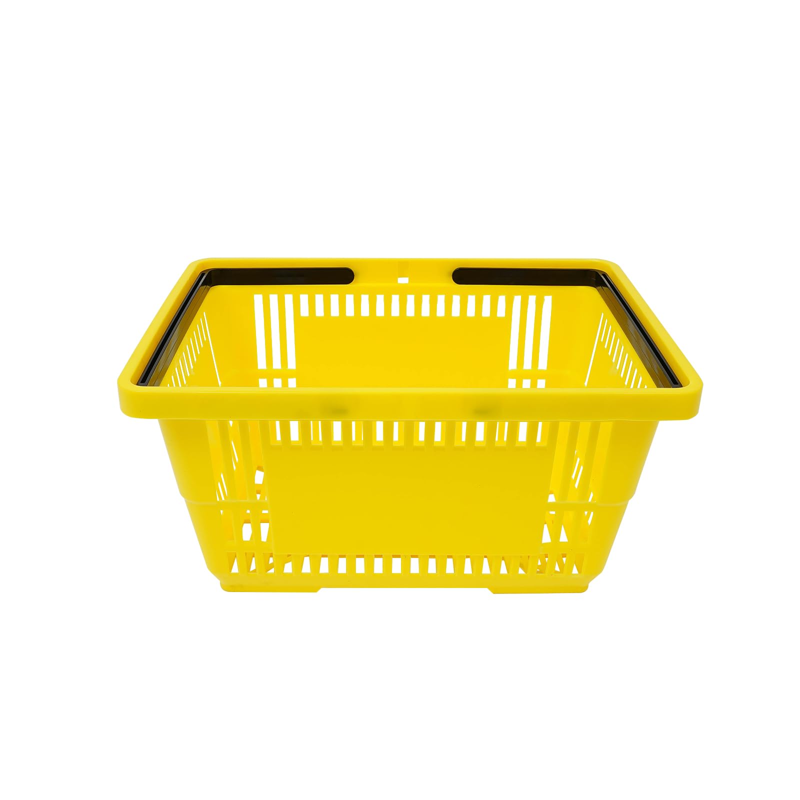 12 Pcs Shopping Baskets 28 L Plastic Shopping Baskets Store Baskets Retail Baskets Portable Shopping Basket with Handles for SGrocery Kitchen Supermarket Garden 16.9X11.8X9in Yellow