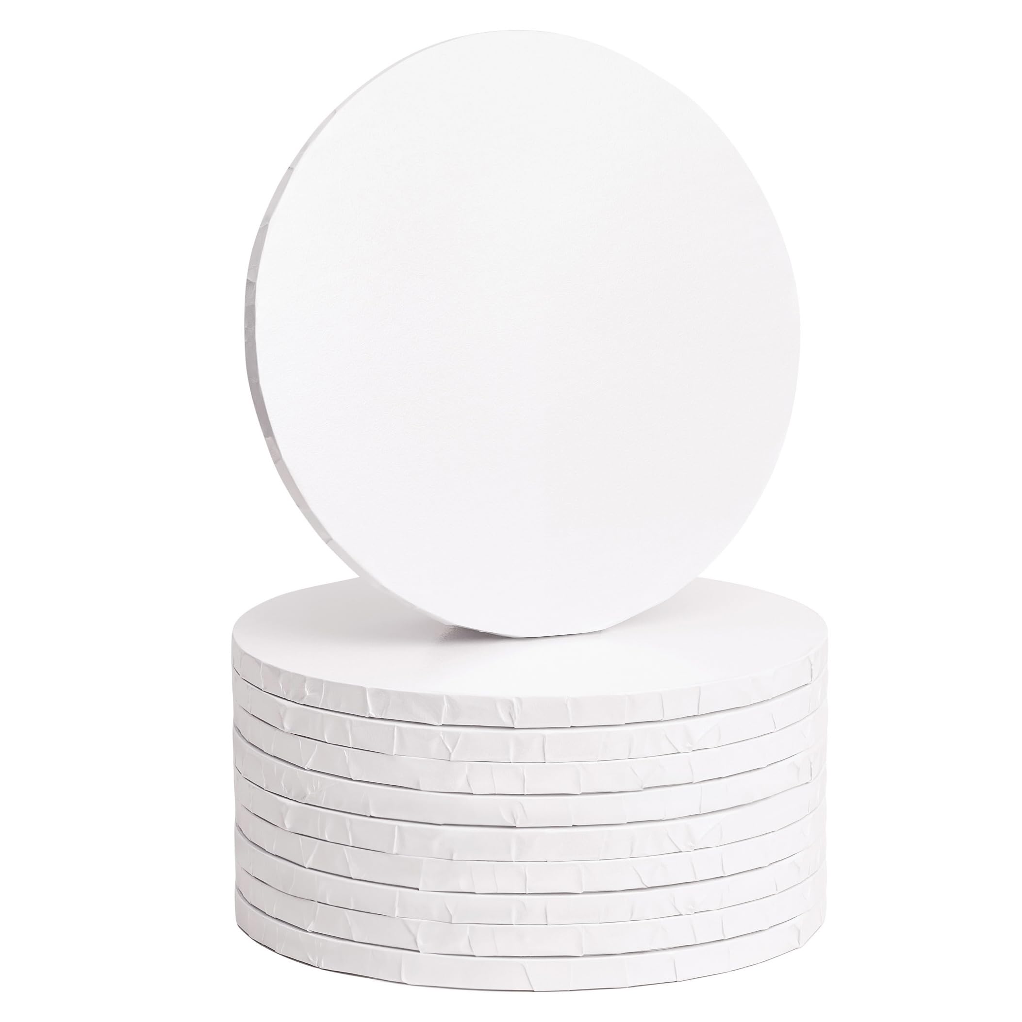 The Baked Studio - 10 Inch 12mm Thick Round White Gloss DRUM Cake Boards (PACK OF 10)